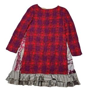 💃 Philosophy Di Alberta Ferretti Dress ❤️ Plaid Wool Satin Lined Italy Size M ✨